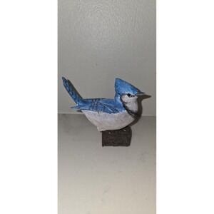 Hand-Carved & Hand-Painted Wooden Blue‎ Jay Figurine